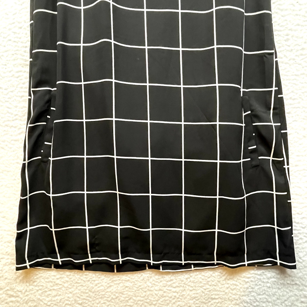 Cupcakes and Cashmere Dress Womens 6 Black White Grid Windowpane Shift Pockets - Picture 5 of 10